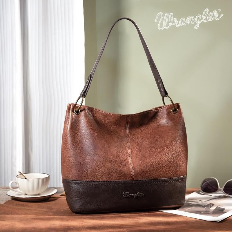 Wrangler Cow Print Hobo Bag Vegan Leather for Woman with Wide Guitar Strap - Open Season Industries