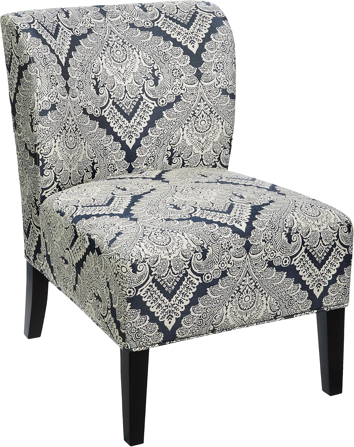 Honnally Modern Medallion Pattern Accent Chair, Blue & Ivory - Open Season Industries