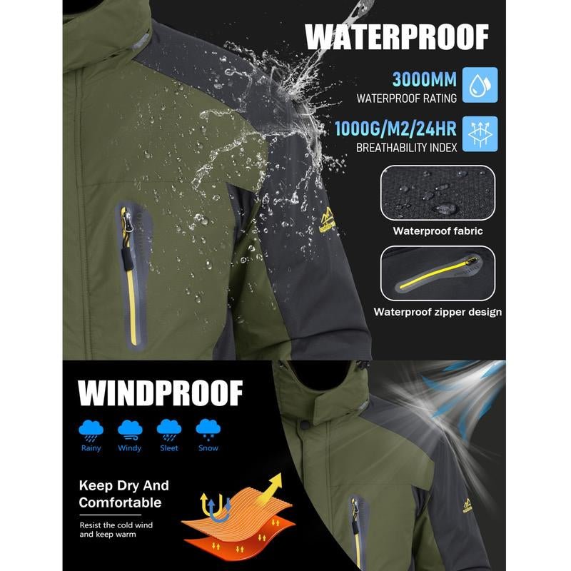 MAGCOMSEN Men'S Winter Coats Water Resistant Snow Ski Jacket Fleece Lined Parka 4 Pockets - Open Season Industries