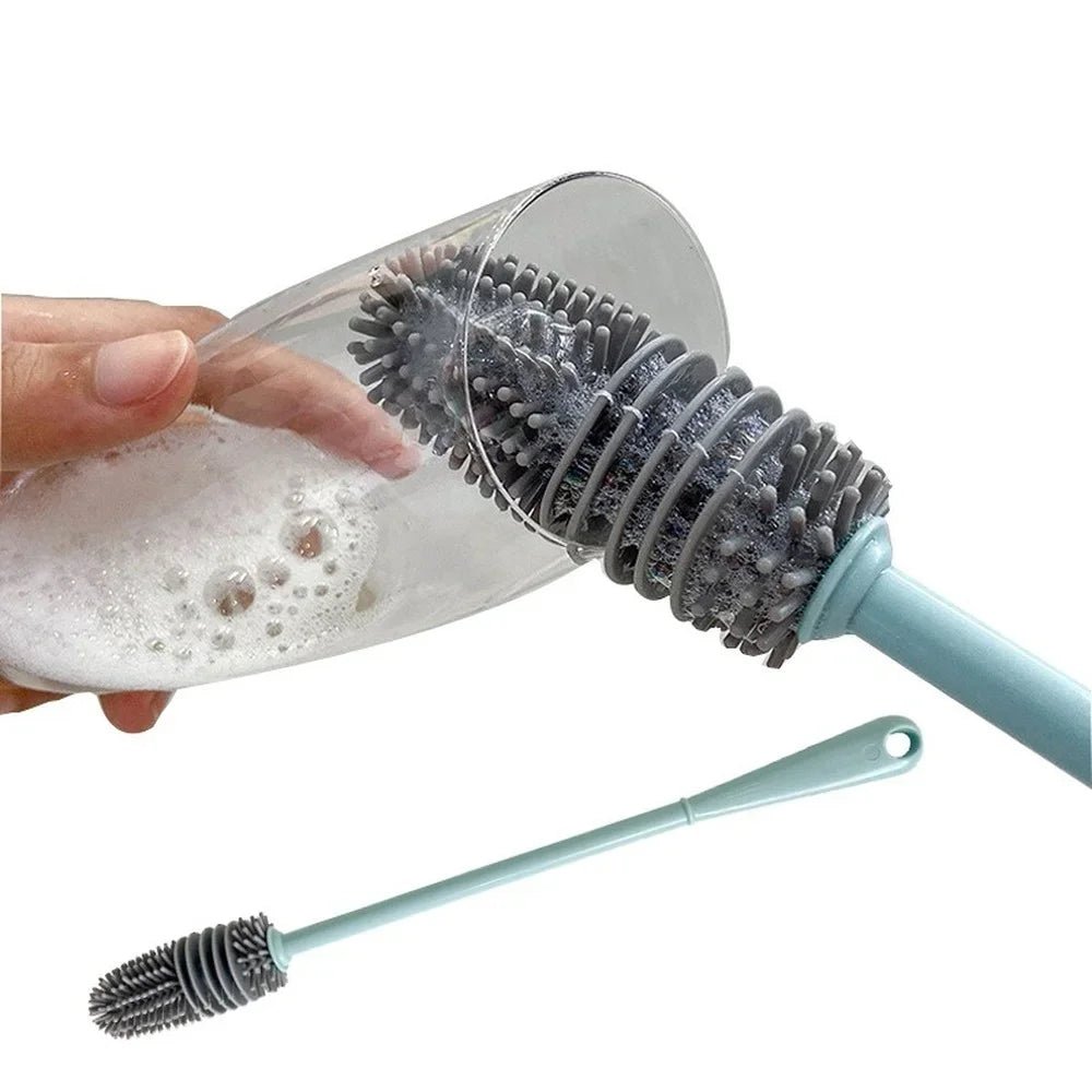 Silicone Milk Bottle Brush Long Handle Cup Brush Handheld Soft Head Food Grade Watering Kitchen Household Cleaning Brushes - Open Season Industries