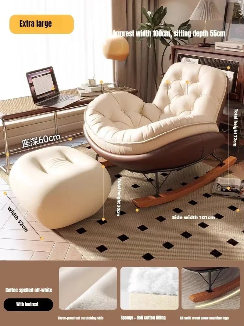 Nordic Rocking Chair, Lounge Chair, Balcony,Living Room Home Leisure, Lazy Sofa, Adult Light Luxury Chair, Single Penguin Chair - Open Season Industries