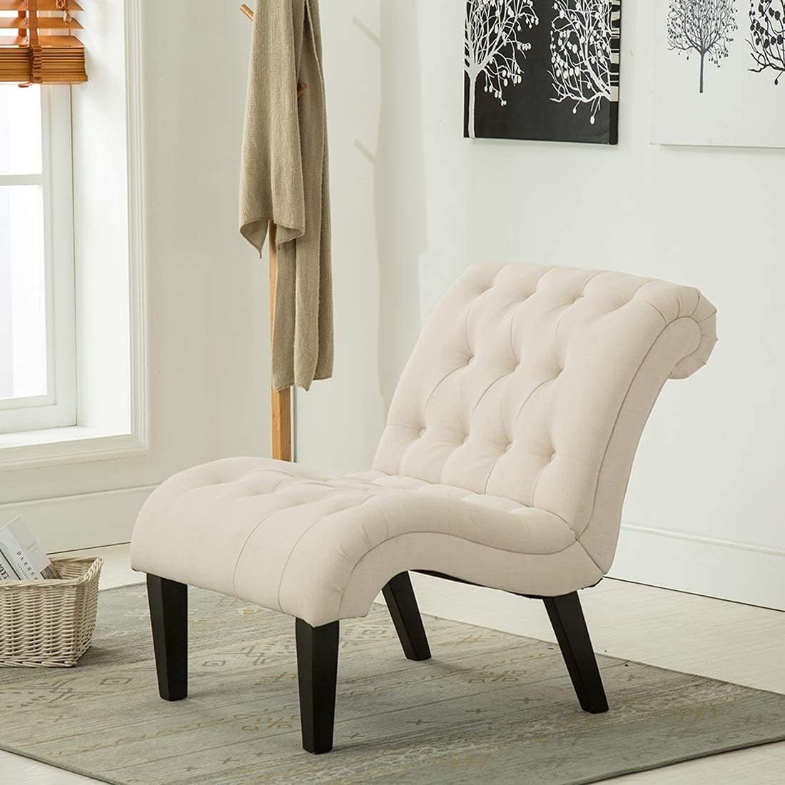 Accent Chair Upholstered Chair Button Tufted Slipper Chair Side Chair for Dining Room Living Room Bedroom Funiture, Set of 2 - Open Season Industries