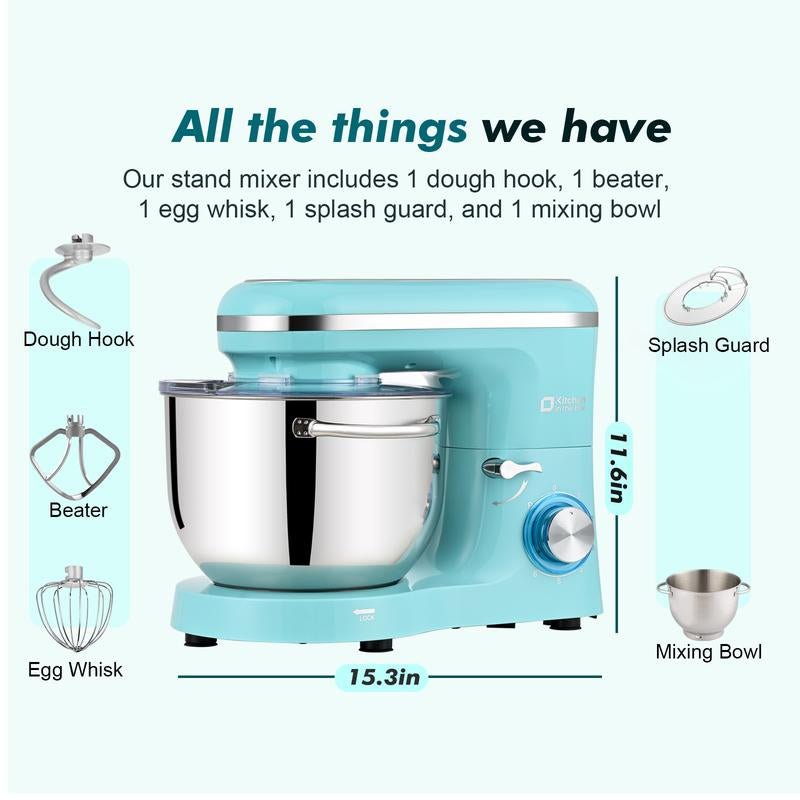 Kitchen in the Box 660W Tilt - Head Stand Mixer | 6.5QT Stainless Steel Bowl, 6 - Speed Electric Food Mixer - Open Season Industries