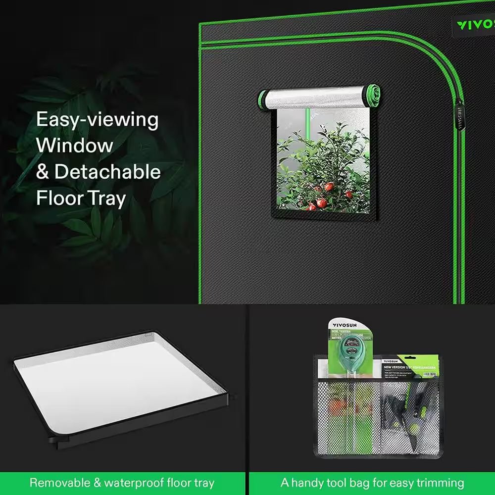 4 Ft. X 4 Ft. Mylar Hydroponic Grow Tent with Observation Window and Floor Tray - Open Season Industries