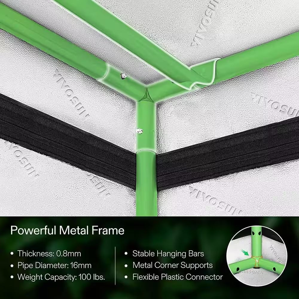 4 Ft. X 4 Ft. Mylar Hydroponic Grow Tent with Observation Window and Floor Tray - Open Season Industries