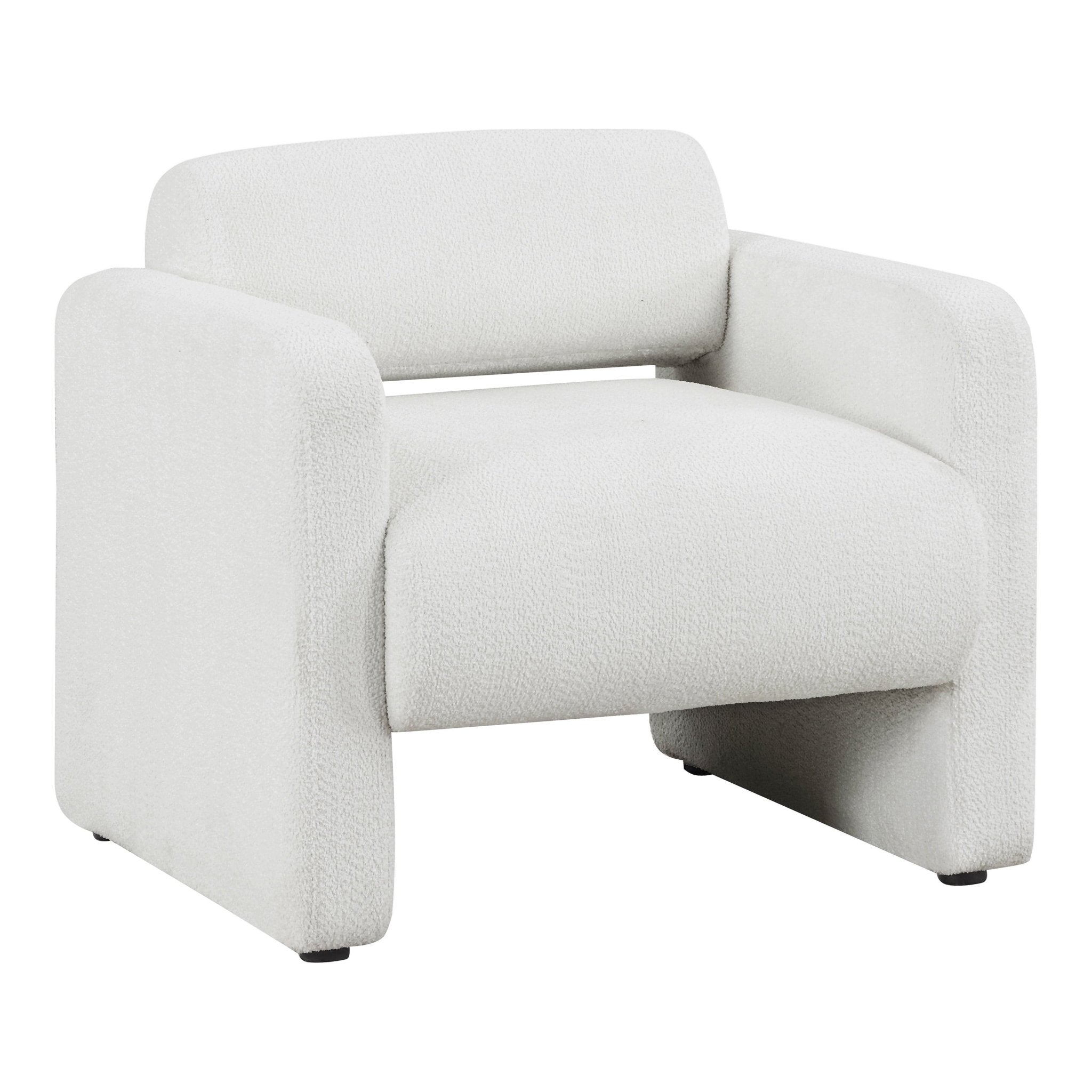 Prie Modern Boucle Fabric Indoor Armchairs & Accent Chairs, White - Open Season Industries