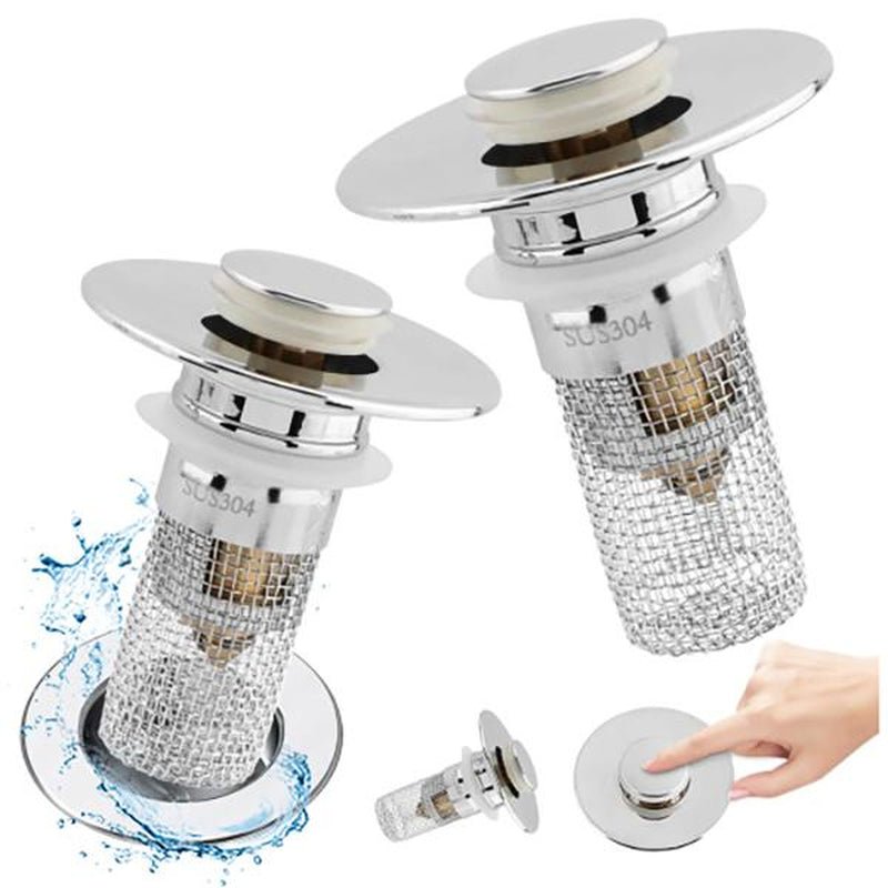 Bath Universal 3 - In - 1 Bathroom Sink Stopper,Anti - Odor Stopper, Pop - Up with Anti - Clog Removable Stainless Steel Filter Basket Stopper Sink,Plug Bathroom Sink Stopper Replacement Cover,Catcher Pop - Up Sink Tub Strainer, Pop - Up Sink Stopper with Hair Catcher - Open Season Industries