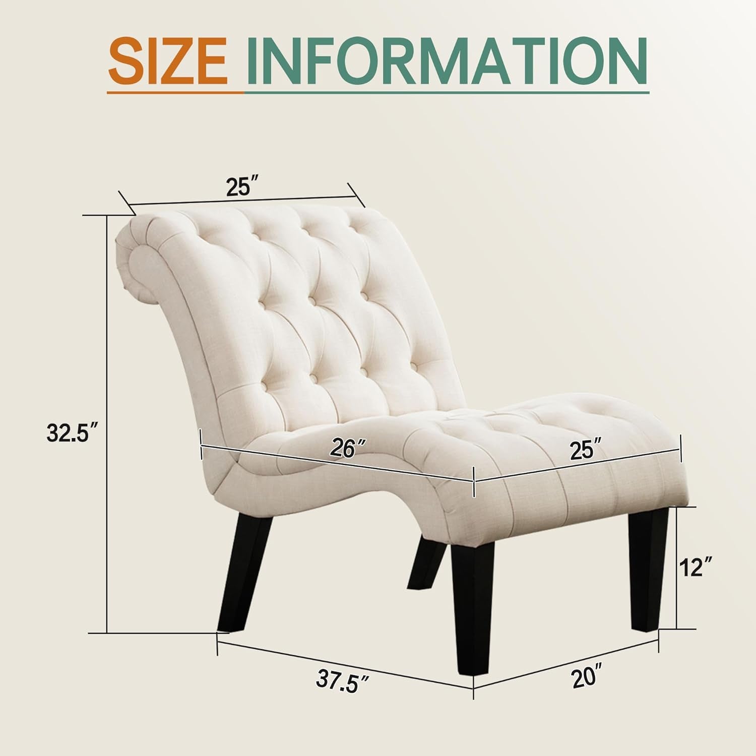 Accent Chair Upholstered Chair Button Tufted Slipper Chair Side Chair for Dining Room Living Room Bedroom Funiture, Set of 2 - Open Season Industries