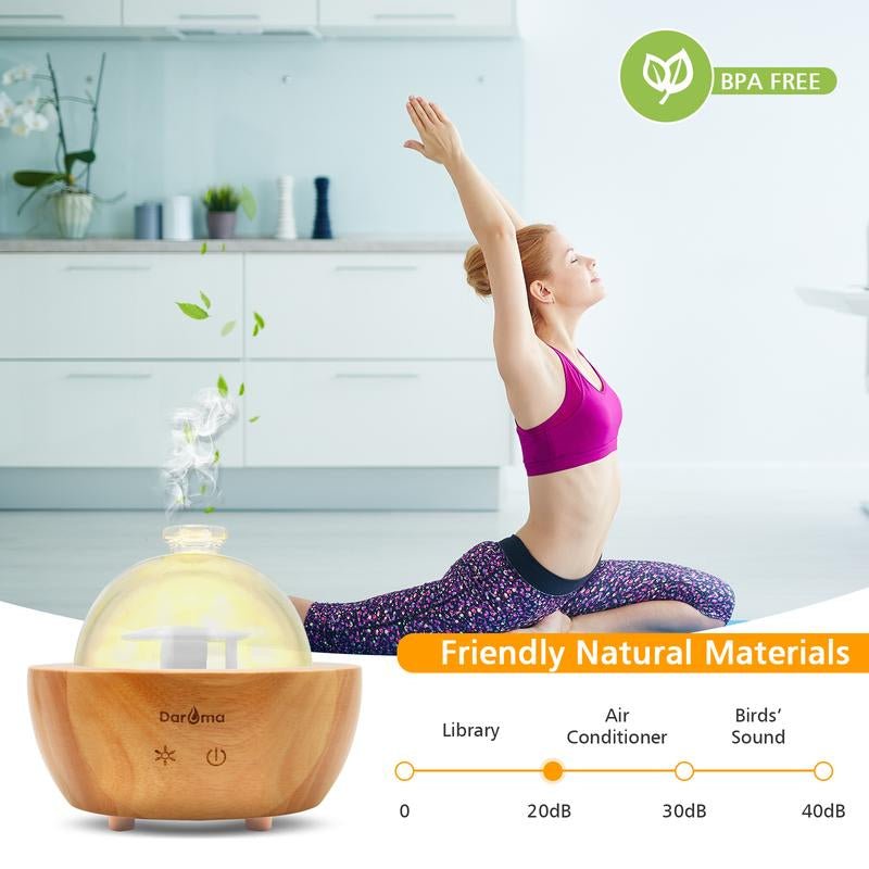 2025 Upgraded Remote Handmade Glass & Real Wood Essential Oil Diffuser, Aromatherapy Diffuser, 200Ml Aroma Humidifier, Cool Mist with 7 LED Colors, Waterless Auto Shut - Off for Home Office Bedroom Gift - Open Season Industries
