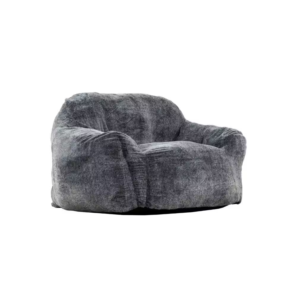 Grayish Blue Faux Rabbit Fur Memory Foam Medium Bean Bag Chair - Open Season Industries