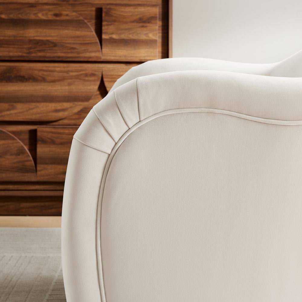 Compose Barrel Chair with Performance Velvet Fabric in Alabaster - Open Season Industries