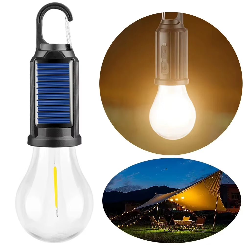 LED Solar Camping Lights USB Rechargeable Bulbs Lamp Dimmable with Hooks Vintage Light for Hiking Tent Lantern Outdoor Lighting - Open Season Industries