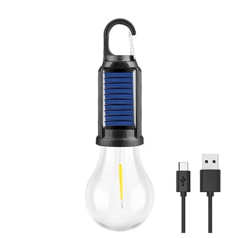 LED Solar Camping Lights USB Rechargeable Bulbs Lamp Dimmable with Hooks Vintage Light for Hiking Tent Lantern Outdoor Lighting - Open Season Industries