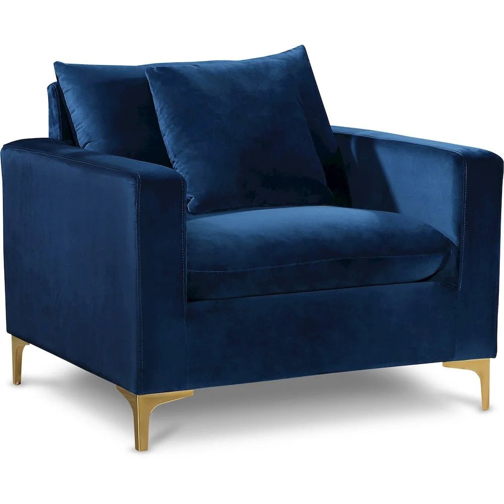Modern Naomi Velvet Accent Chair in Navy - Open Season Industries