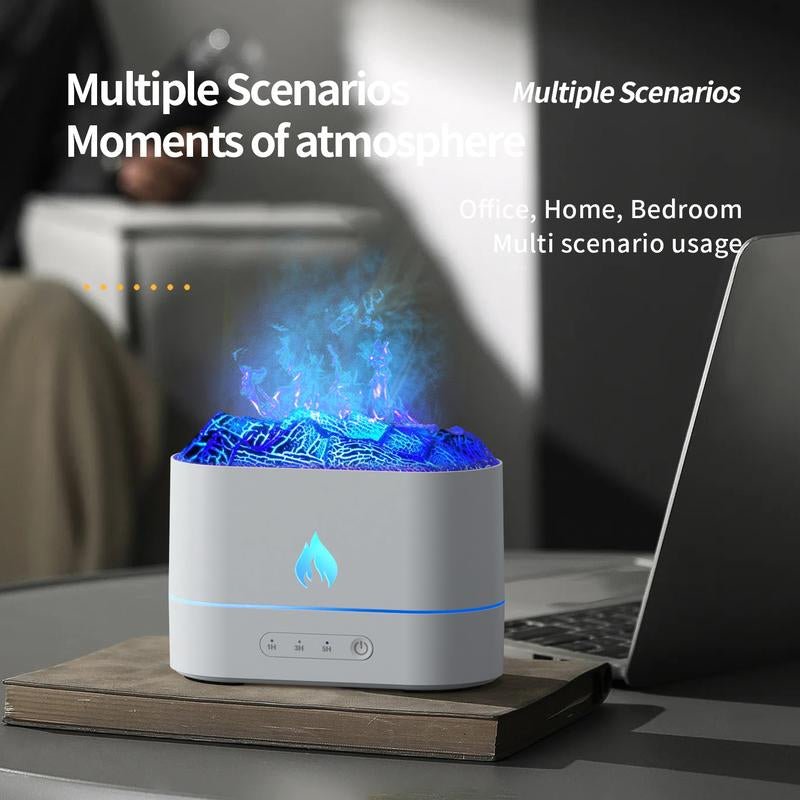 Upgraded Flame Aroma Diffuser Humidifier - 7 Color Fire Effect LED Lights, 180Ml Essential Oil Diffuser with Auto Shut - Off, 2 Mist Modes for Home, Office, Yoga & Spa - Open Season Industries