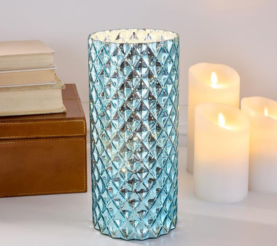 11" Illuminated Diamond Glass Hurricane by Valerie - Open Season Industries
