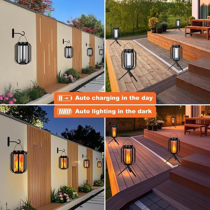 【Bougerv 9 - Inch Solar Lantern Outdoor Light with Base】 - Waterproof Flickering Flame Effect for Patio, Garden, and Room Decoration | 6.3X4.7X3.3 Inches | Energy Efficient Monocrystalline Silicon Panels | 8 - 12 Hours Operation Time - Open Season Industries
