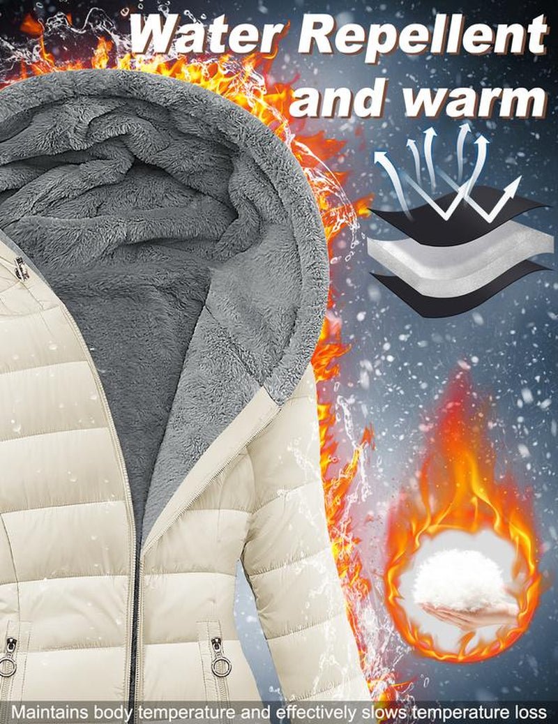 UMIPUBO Women'S Winter Windproof Fur Warm Slim Fit down Jacket - Waterproof Long Ski Coat for Commuting - Open Season Industries