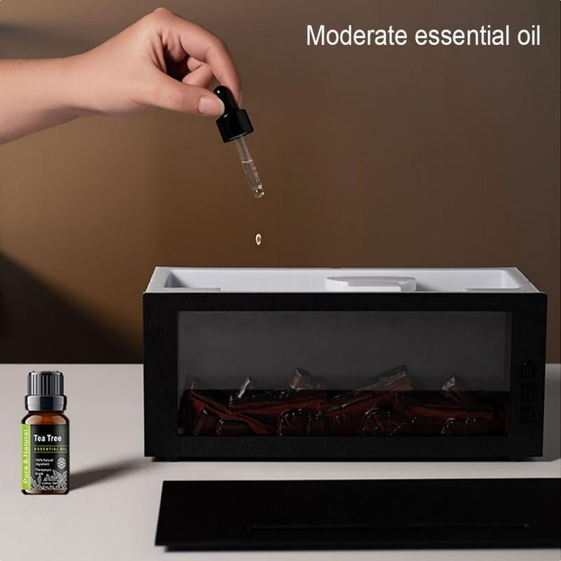 2025 New Simulation Fireplace Aromatherapy Machine Humidifier Intelligent Remote Control 300Ml Color Fireplace Flame Humidifier Aromatherapy Diffuser with Remote and Timer for Home and Office - Open Season Industries