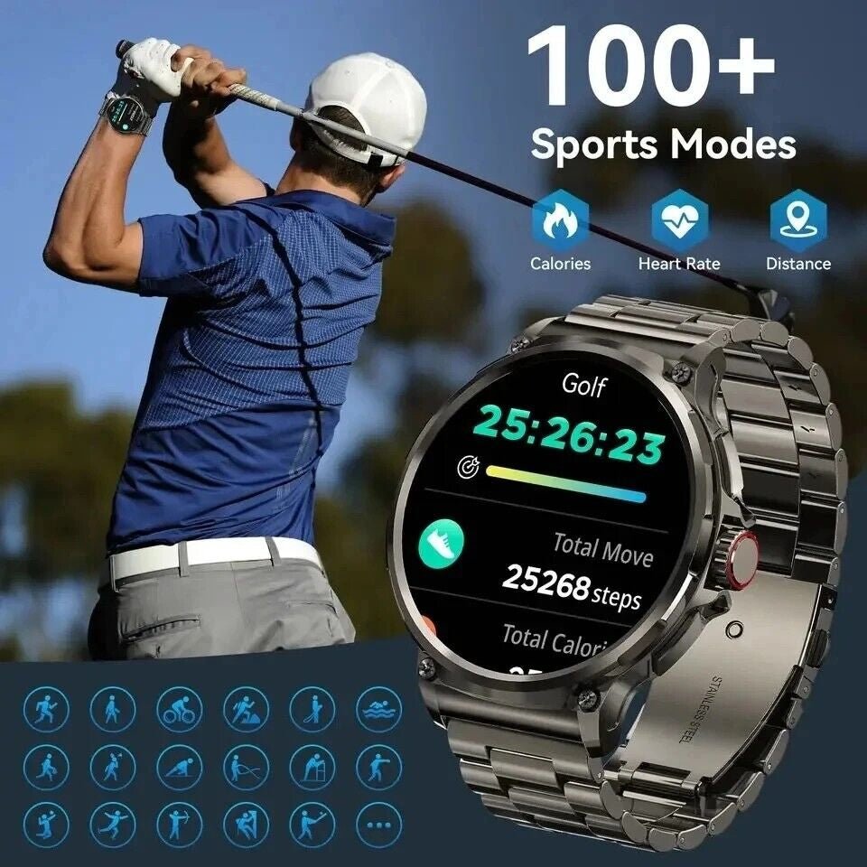 1.85" Ultra HD Smartwatch GPS Bluetooth Call Health Monitoring Watch Gym Gift - Open Season Industries