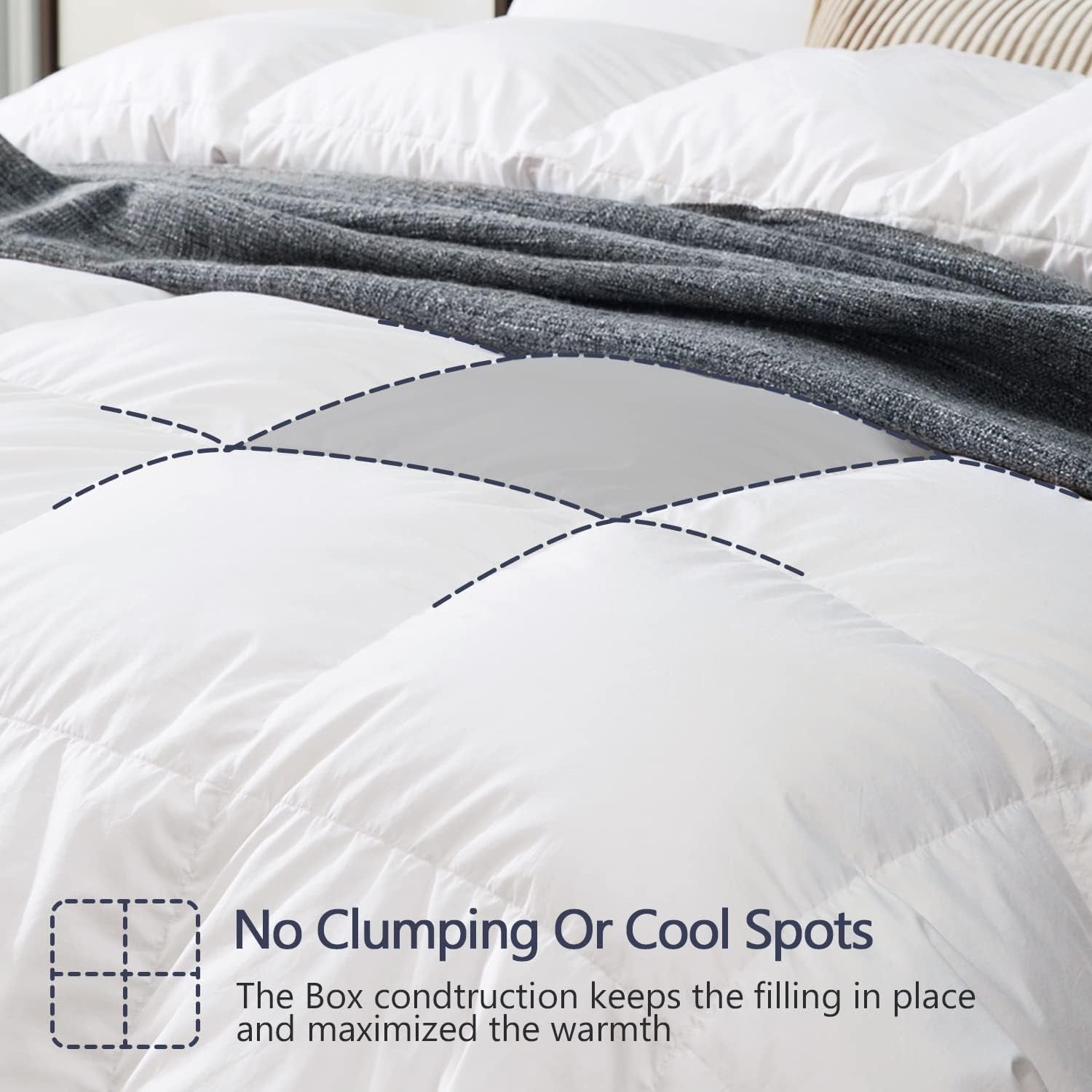 King Size down Comforter - All Season Duvet Insert with Medium Warmth, Soft and Noiseless Shell,8 Corner Tabs, and Machine Washable - White - Open Season Industries