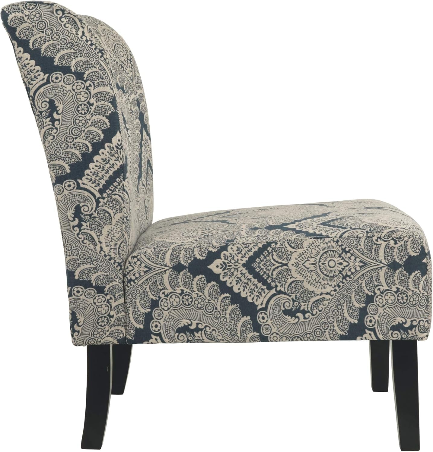 Honnally Modern Medallion Pattern Accent Chair, Blue & Ivory - Open Season Industries