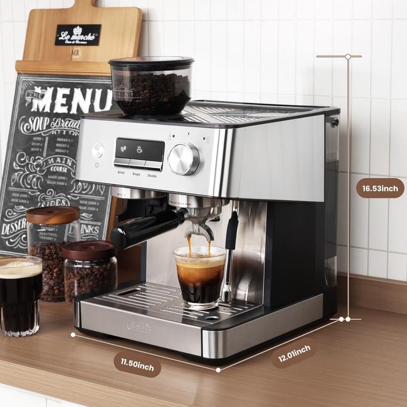 【Springtok】Gevi Espresso Machine with Grinder & Steam Wand | Home Barista Latte Maker | 2.3L Water Tank | Perfect Gift for Coffee Lovers - Open Season Industries