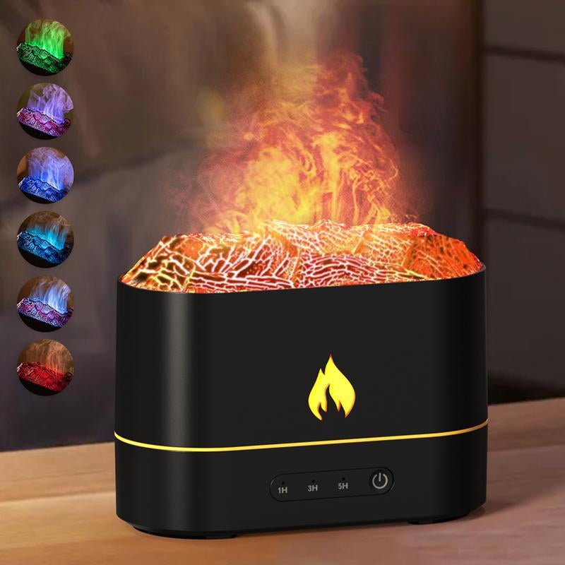 Upgraded Flame Aroma Diffuser Humidifier - 7 Color Fire Effect LED Lights, 180Ml Essential Oil Diffuser with Auto Shut - Off, 2 Mist Modes for Home, Office, Yoga & Spa - Open Season Industries