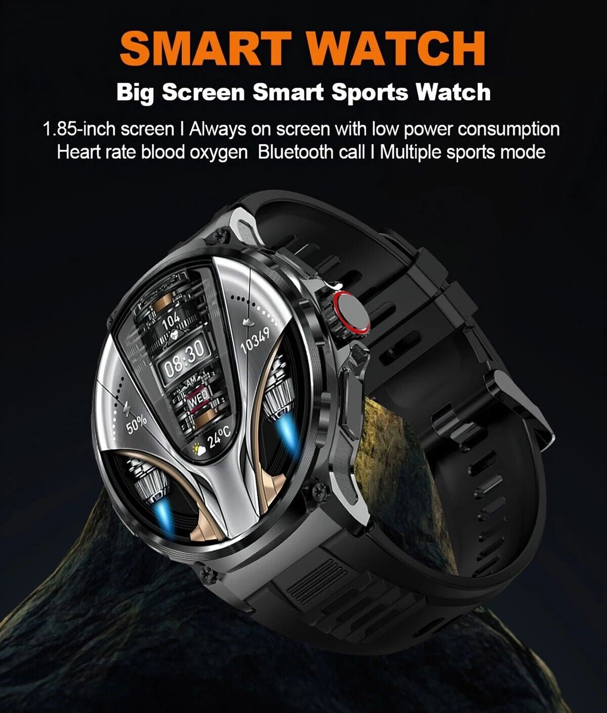 1.85" Ultra HD Smartwatch GPS Bluetooth Call Health Monitoring Watch Gym Gift - Open Season Industries
