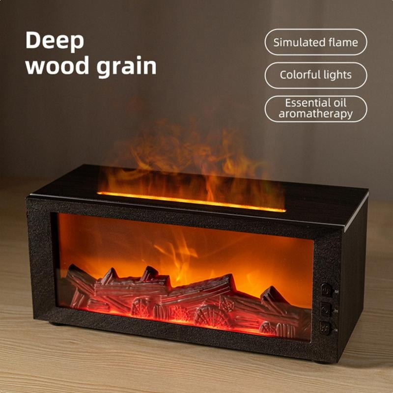 2025 New Simulation Fireplace Aromatherapy Machine Humidifier Intelligent Remote Control 300Ml Color Fireplace Flame Humidifier Aromatherapy Diffuser with Remote and Timer for Home and Office - Open Season Industries