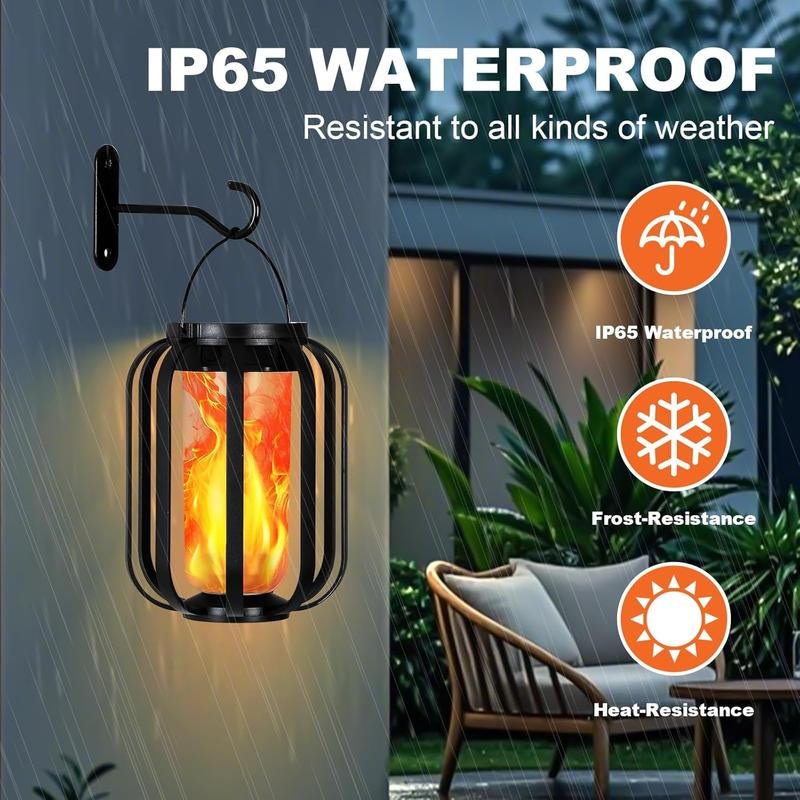 【Bougerv 9 - Inch Solar Lantern Outdoor Light with Base】 - Waterproof Flickering Flame Effect for Patio, Garden, and Room Decoration | 6.3X4.7X3.3 Inches | Energy Efficient Monocrystalline Silicon Panels | 8 - 12 Hours Operation Time - Open Season Industries