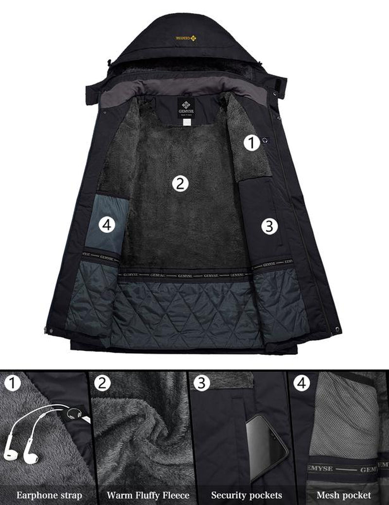 GEMYSE Men'S Mountain Waterproof Ski Snow Jacket Winter Windproof Rain Polo Pufferjacket Men'S Waterproof Winter Coat - Open Season Industries
