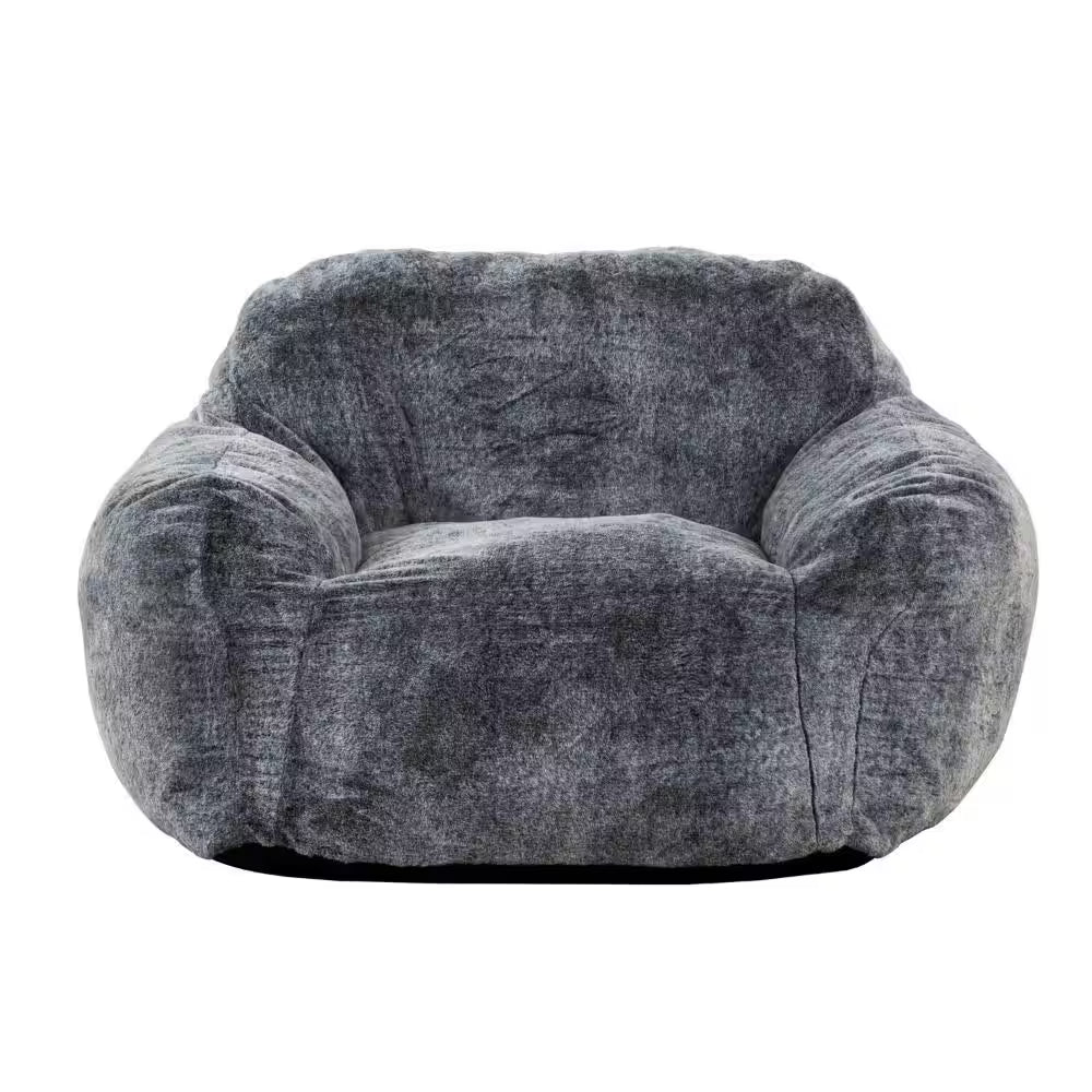 Grayish Blue Faux Rabbit Fur Memory Foam Medium Bean Bag Chair - Open Season Industries