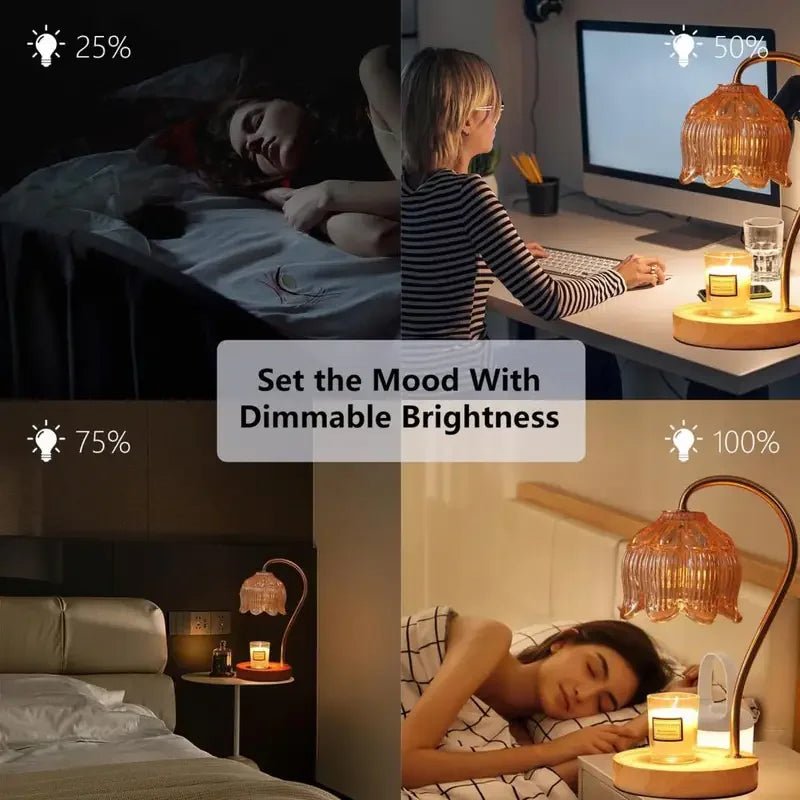 Candle Warmer Lamp Nightstand Lamp Dimmable/ Timer Aromatherapy Lamp without Fire High Quality Glass Lamp Shade - Open Season Industries