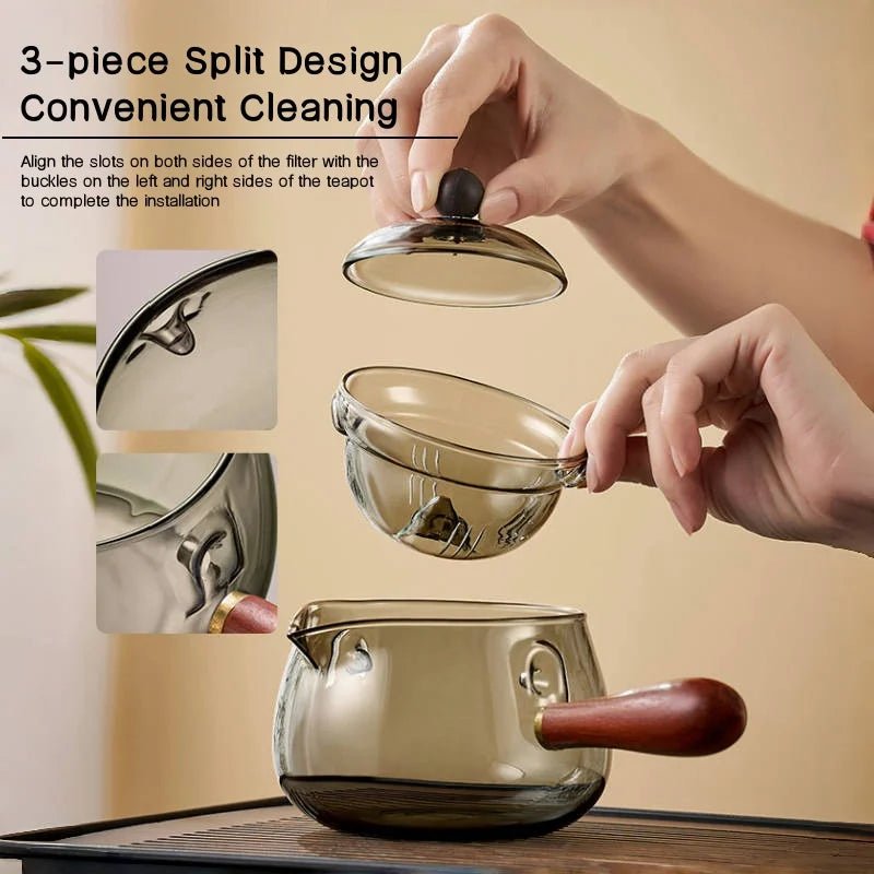 Side Handle Glass Teapots High Temperature Resistant Kung Fu Teaware Accessories Rotating Tea Water Separation Filter Tea Tools - Open Season Industries