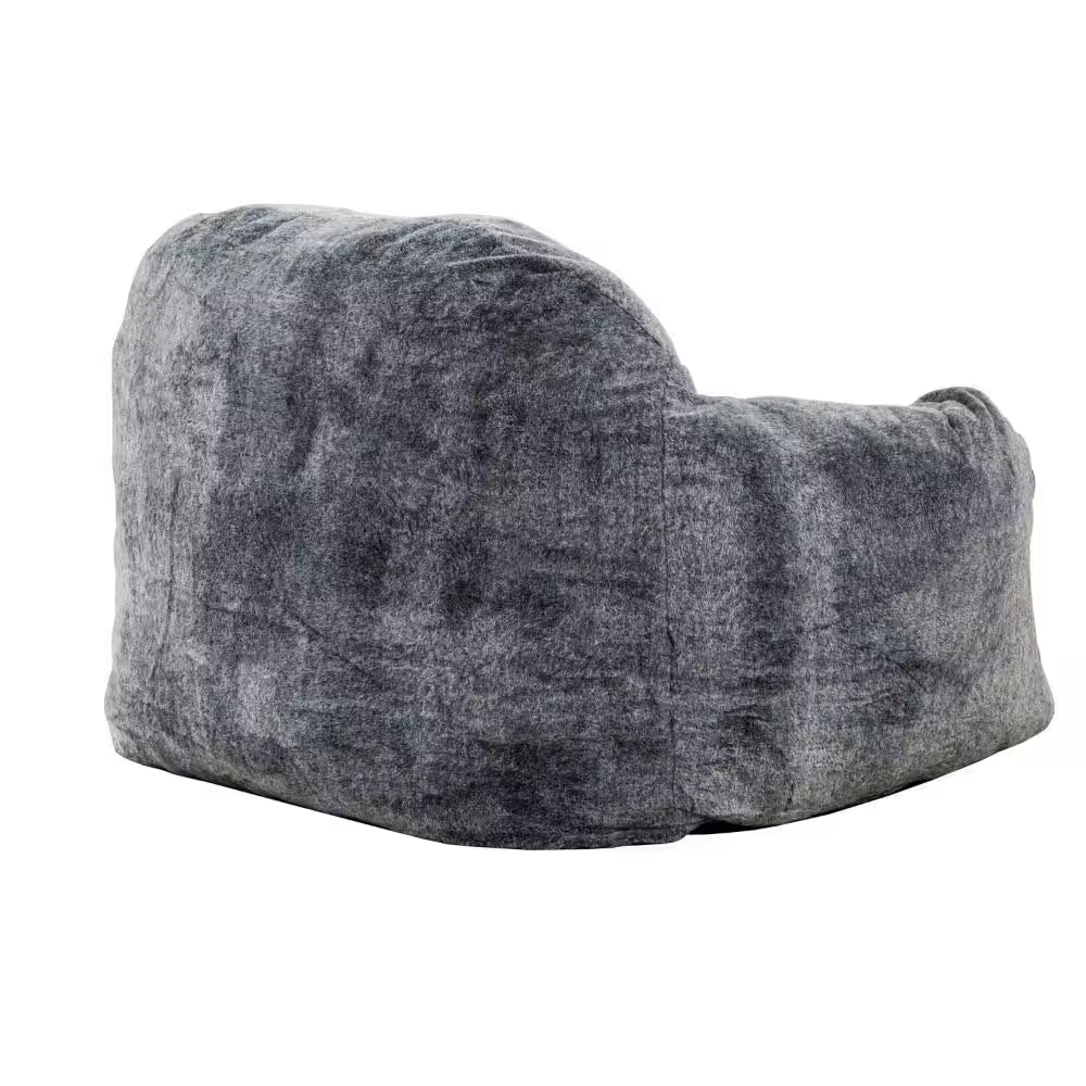 Grayish Blue Faux Rabbit Fur Memory Foam Medium Bean Bag Chair - Open Season Industries