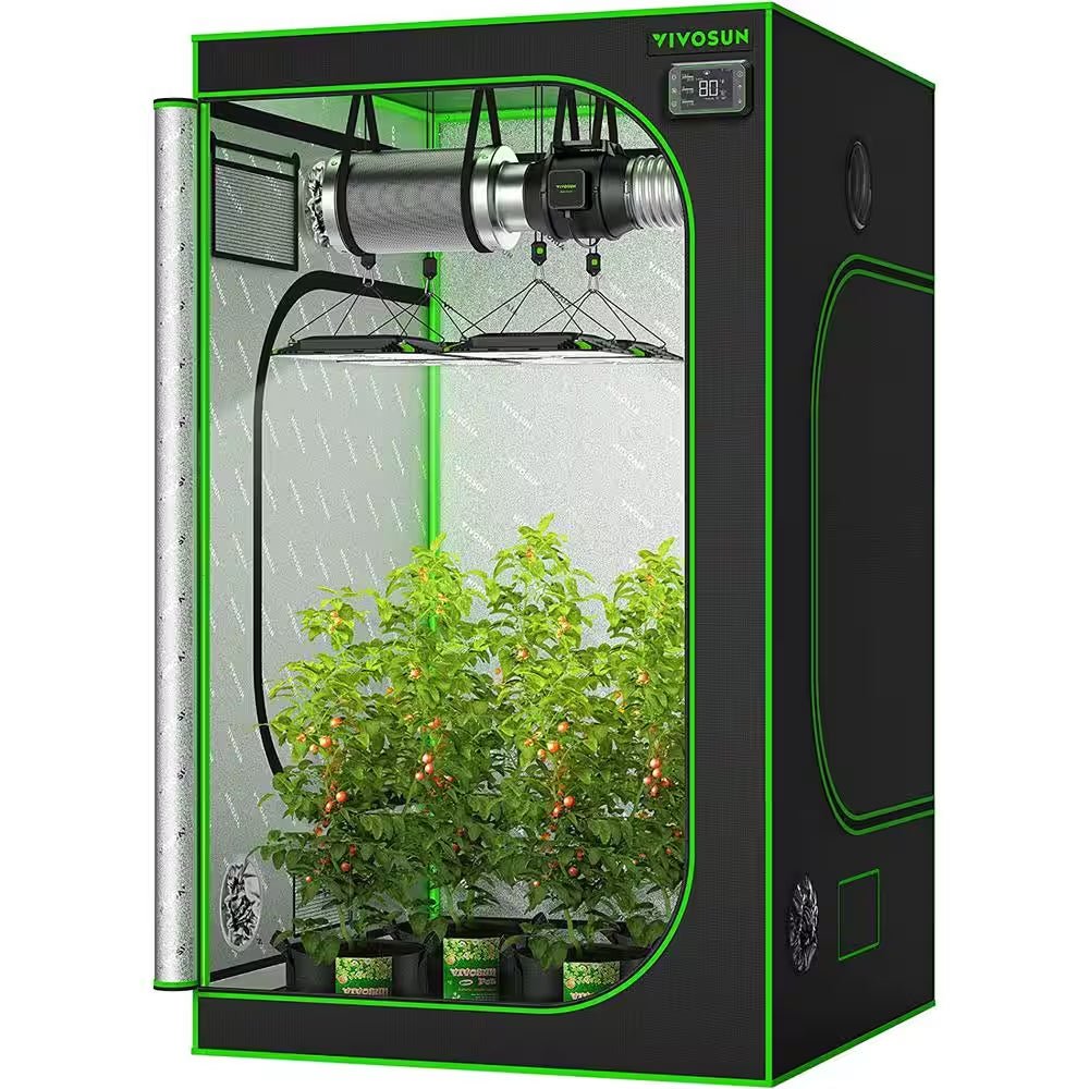 4 Ft. X 4 Ft. Mylar Hydroponic Grow Tent with Observation Window and Floor Tray - Open Season Industries