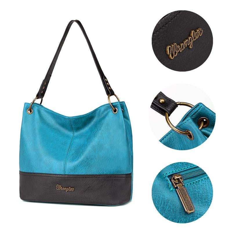 Wrangler Cow Print Hobo Bag Vegan Leather for Woman with Wide Guitar Strap - Open Season Industries