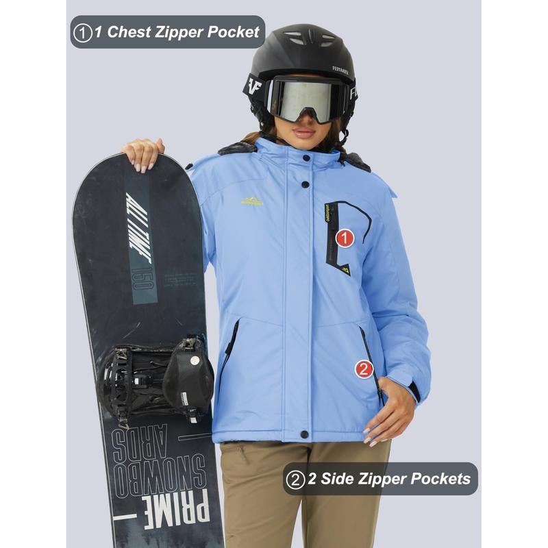 MAGCOMSEN Women'S Waterproof Ski Jacket Hooded Fleece Lined Warm Winter Jacket Snow Coat Mountain Windproof Rain Windbreaker - Open Season Industries