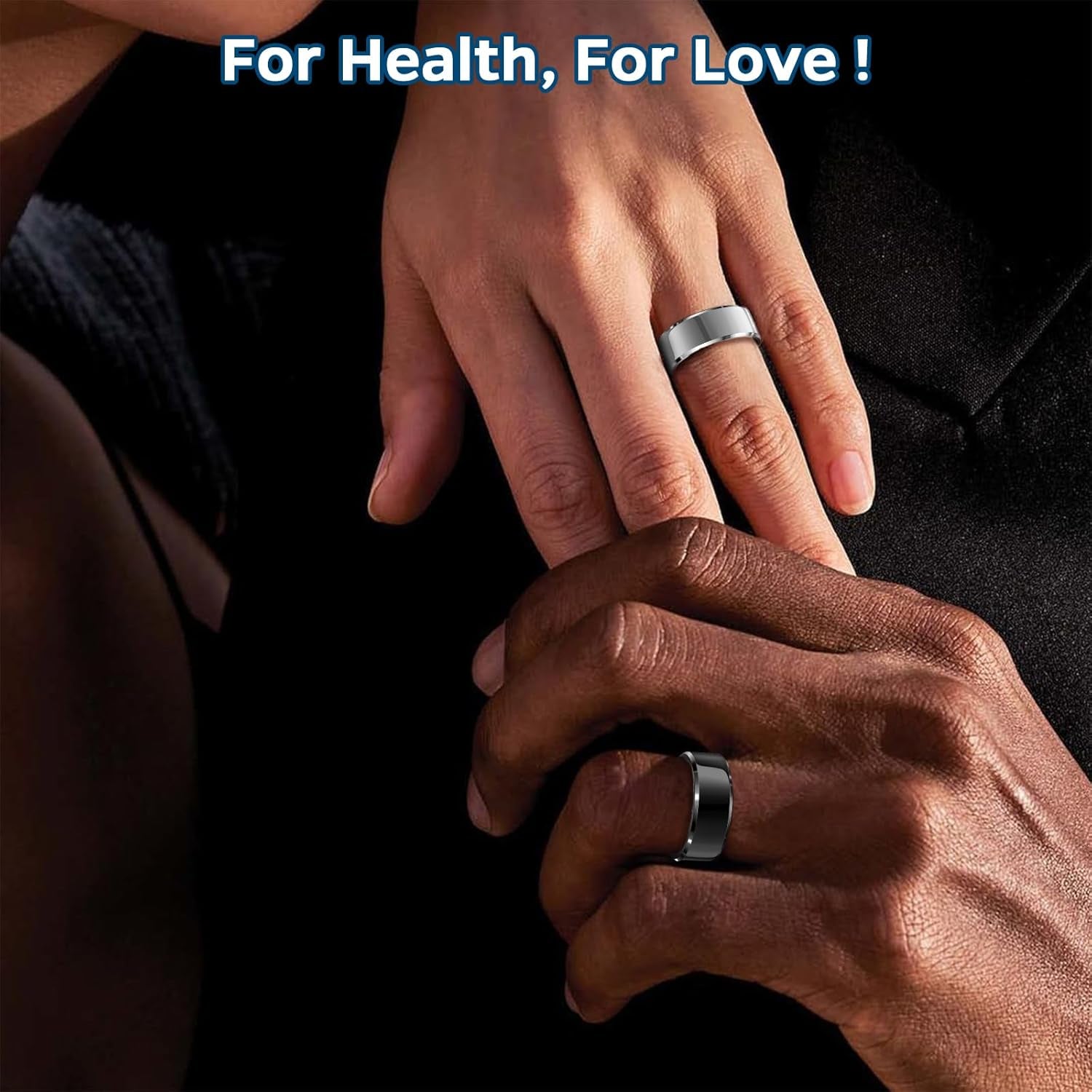 Smart Ring Health Tracker, Sleep Tracker Ring with Heart Rate, Waterproof Fitness Ring for Activity Monitoring/Steps/Distance/Calories, Air Gestures, up to 7 - Day Battery, for Ios Android (Black,10) - Open Season Industries