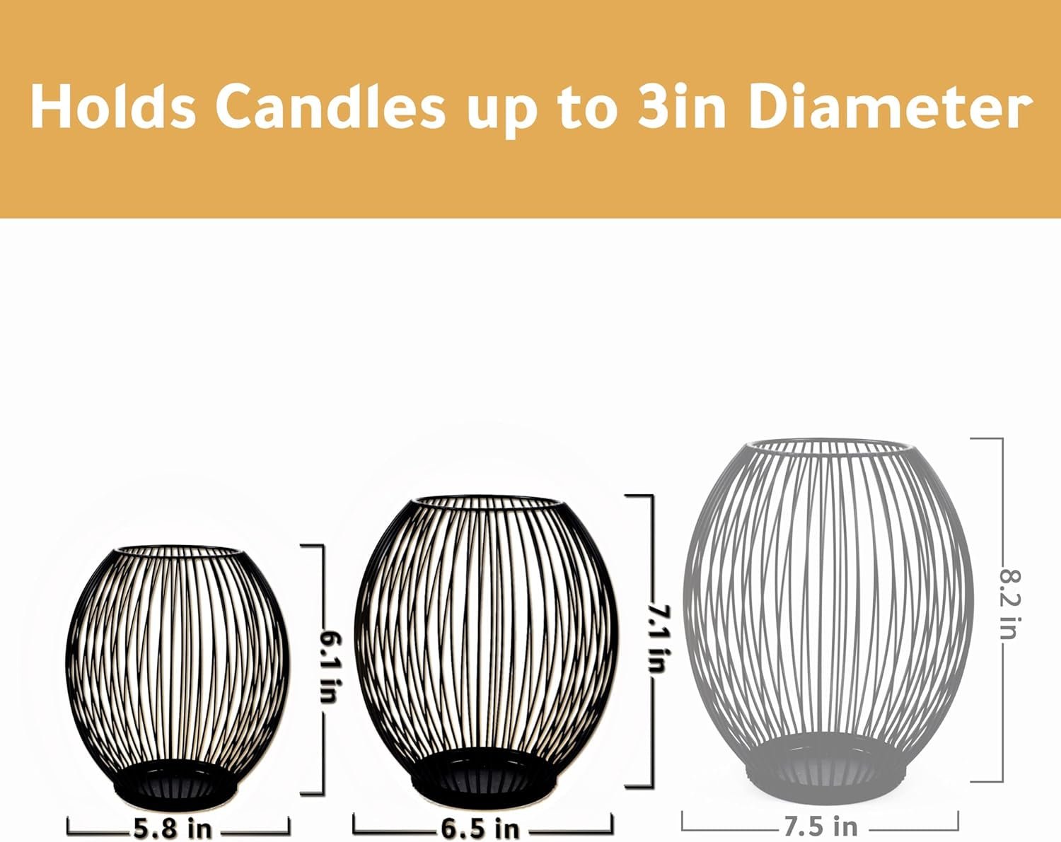 Outdoor Candle Holder Decor Set - Black Candle Holder - Candles Holders for Table Centerpiece - Hurricane Candles Holder for Pillar Candles Cage Candle Holders Black Wire Decorative - Open Season Industries