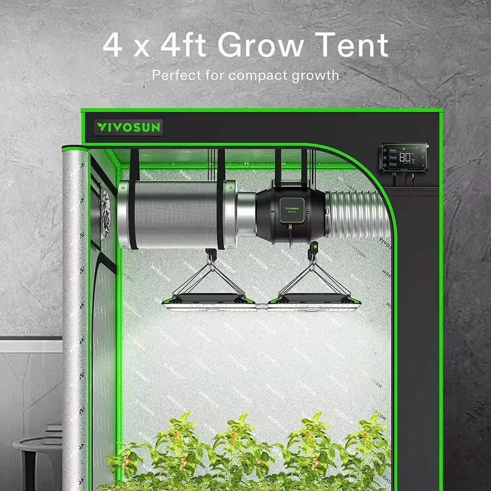 4 Ft. X 4 Ft. Mylar Hydroponic Grow Tent with Observation Window and Floor Tray - Open Season Industries