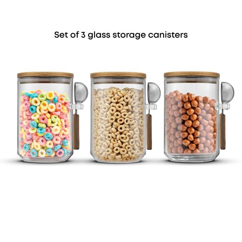 Holden Stackable Glass Storage Canister Set with Wood Lids and Scoops - Open Season Industries