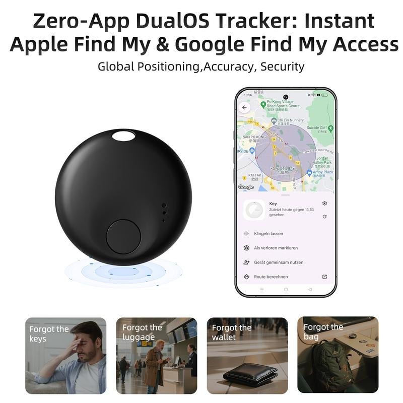 Dual System Smart Tracker 4 - Pack: Works with Apple Find My & Google Find My Device for Keys, Wallets & Luggage GPS - Open Season Industries