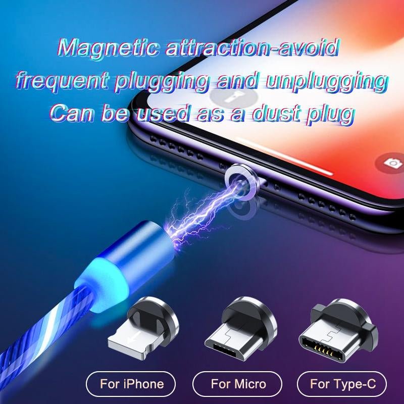 Magnetic Charging Cable Streamer Fast Charging Cable Lighting Micro USB Cable LED Magnet Charger Type - C Cable - Open Season Industries