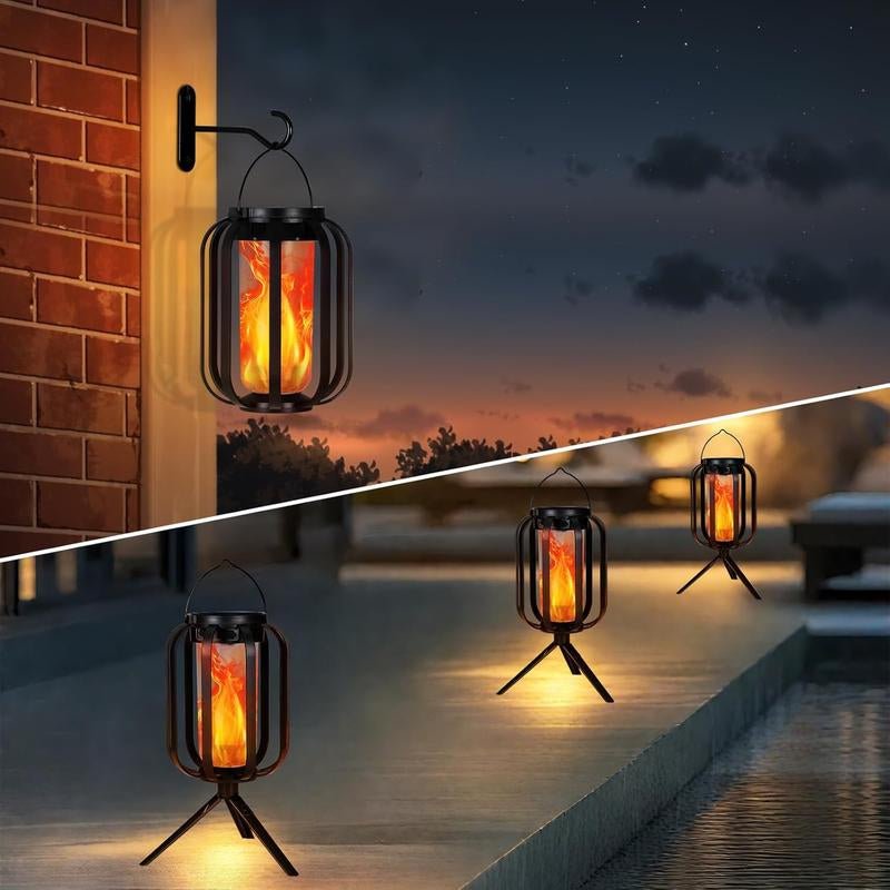 【Bougerv 9 - Inch Solar Lantern Outdoor Light with Base】 - Waterproof Flickering Flame Effect for Patio, Garden, and Room Decoration | 6.3X4.7X3.3 Inches | Energy Efficient Monocrystalline Silicon Panels | 8 - 12 Hours Operation Time - Open Season Industries