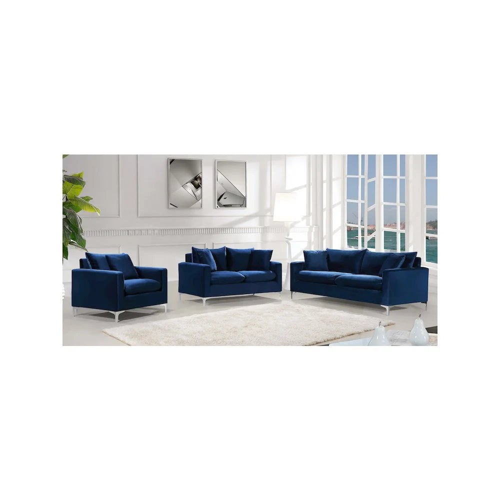 Modern Naomi Velvet Accent Chair in Navy - Open Season Industries