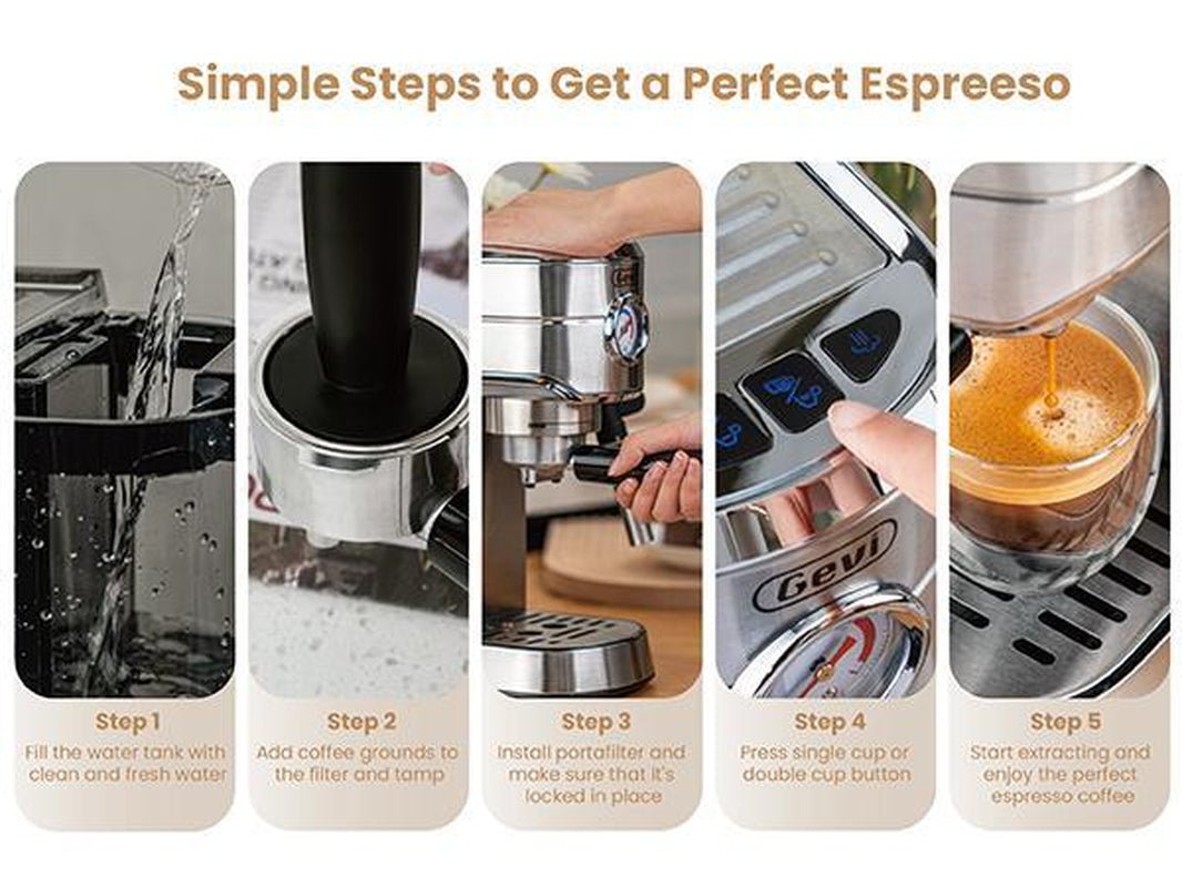 【Springtok】Gevi 20 - Bar Espresso Machine with Automatic Milk Frother | Professional & Compact Coffee Maker for Cappuccino & Latte | Perfect Gift for Coffee Lovers - Open Season Industries