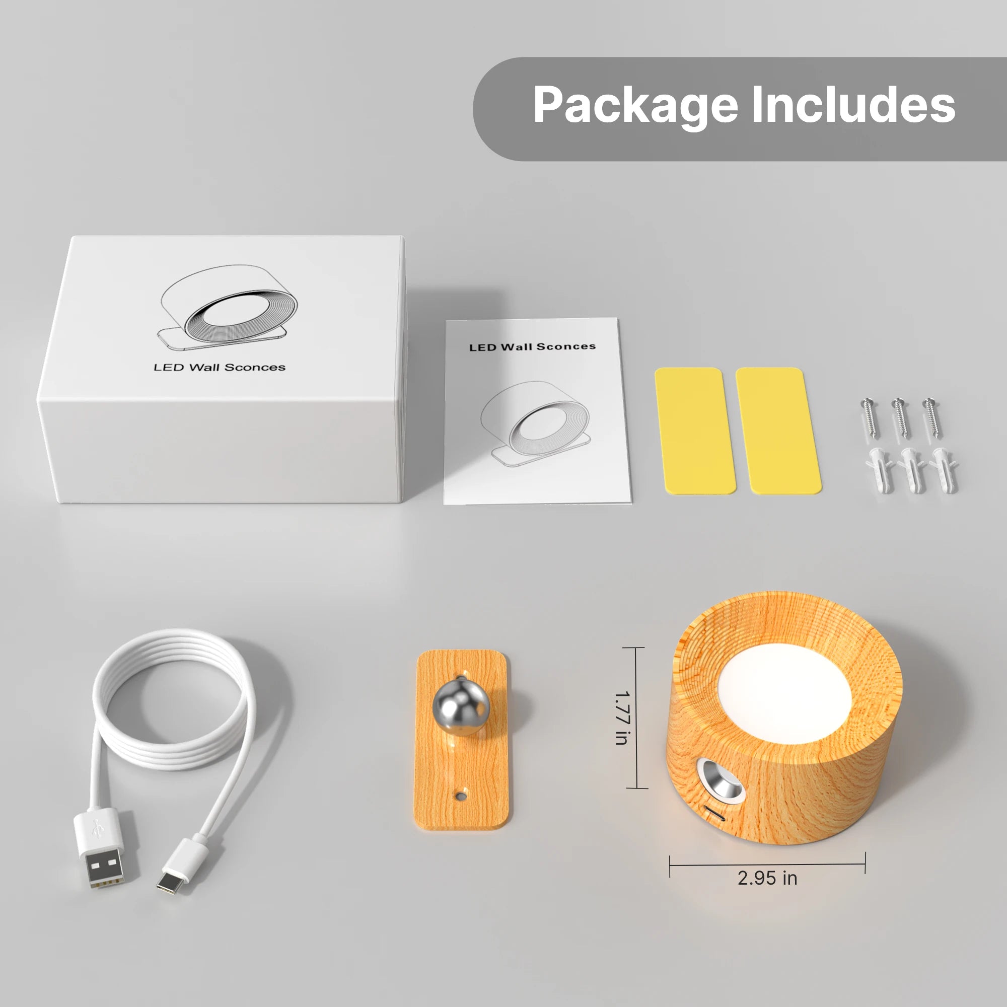 1Pc/2Pcs LED Wall Sconces, 3 Brightness Levels 3 Color Modes Wall Lights, Battery Operated 360° Rotatable Touch Control Wall Lam - Open Season Industries