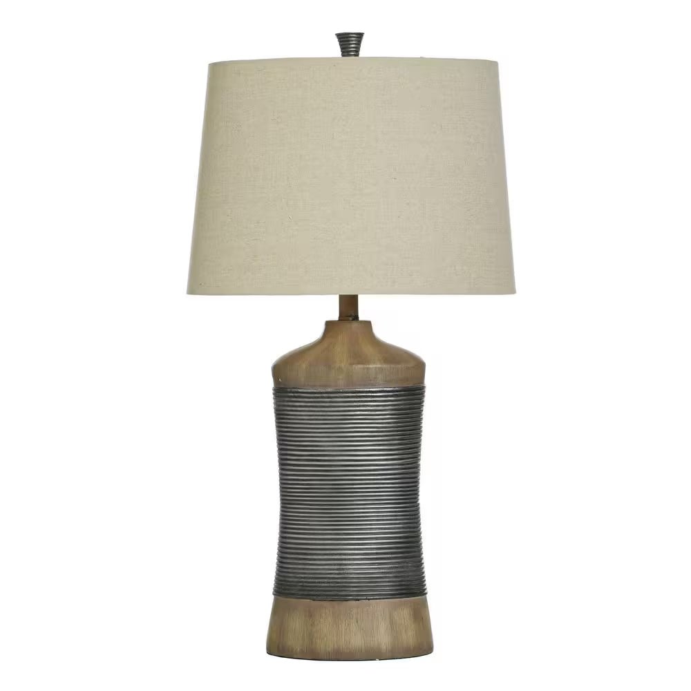 Darley 30 In. Light Brown/Gray Transitional No Design Bedside Table Lamp for Bedroom with White Linen Shade - Open Season Industries